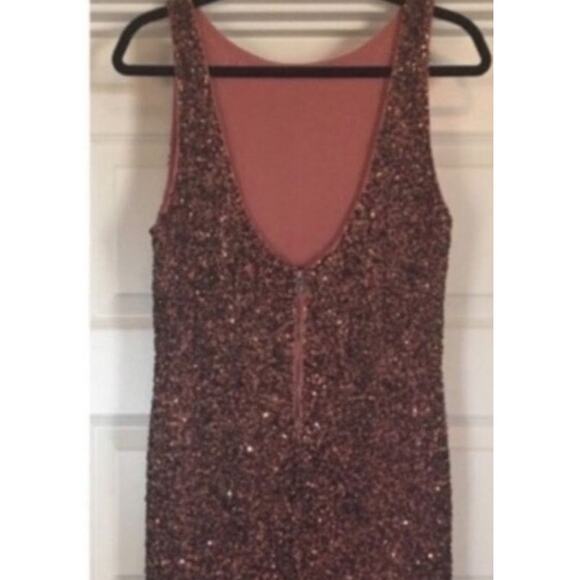 nwt Alice + Olivia Kimber Sequin Dress Rose Gold Stretch Bodycon size 10 - Picture 3 of 8